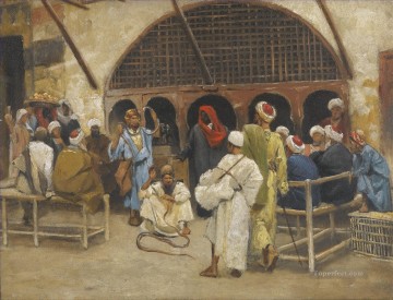  Charmer Painting - THE SNAKE CHARMERS Ludwig Deutsch Orientalism Araber